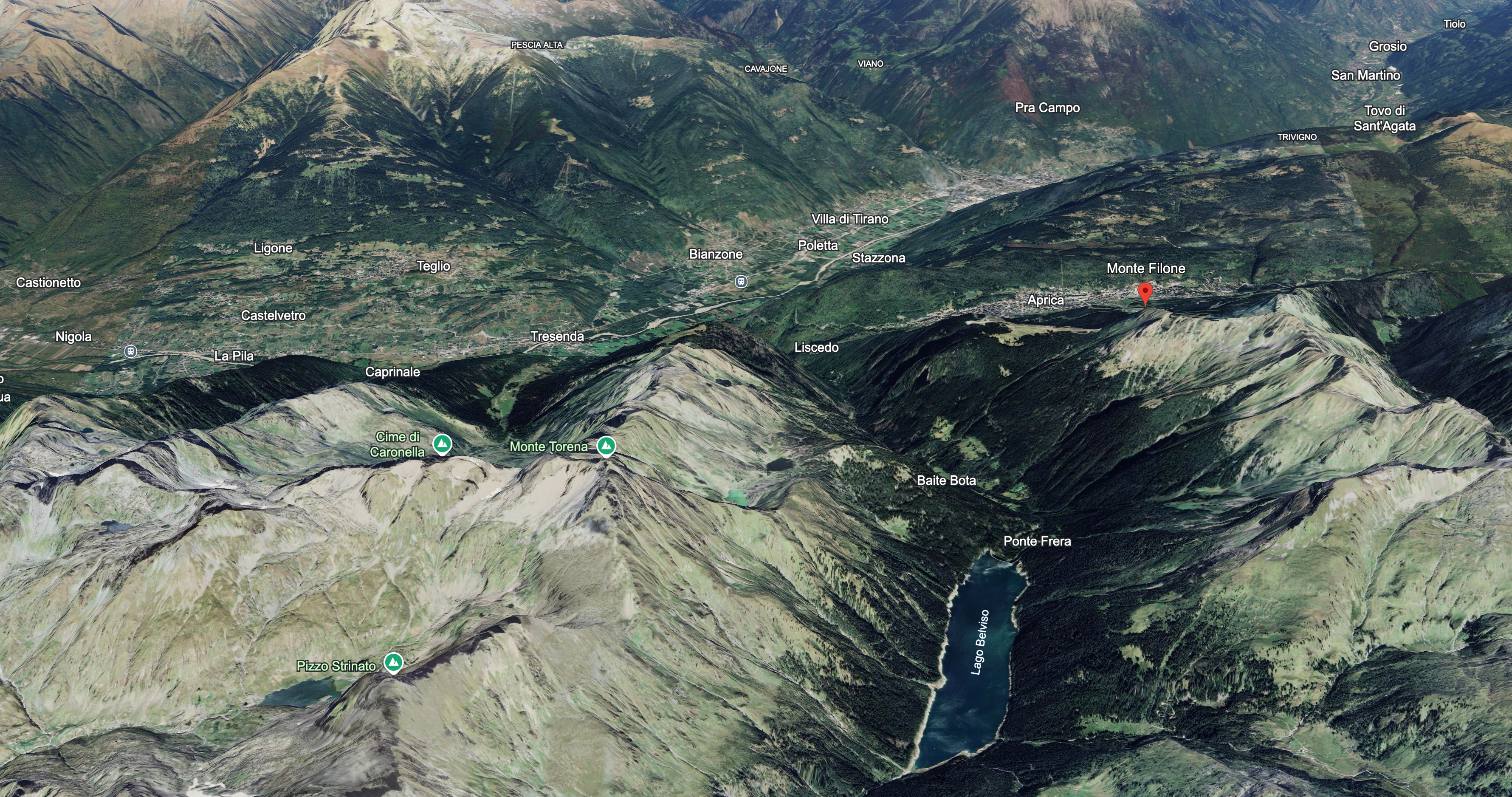mappa tridimensionale area Teglio - Val Belviso - Aprica